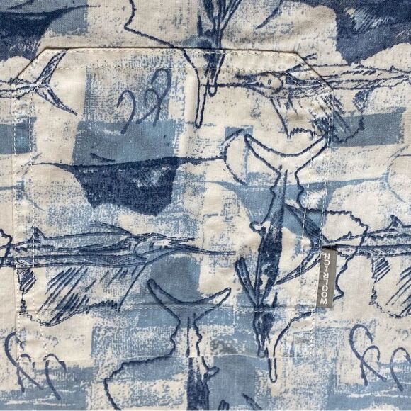 Woolrich Moccasin Saltwater Fish Short Sleeve Button Down Shirt Size Large - Picture 8 of 12